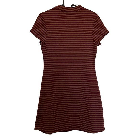 Free People FP Beach Mock Neck Striped Dress in Bordeaux Size Small - Picture 4 of 7